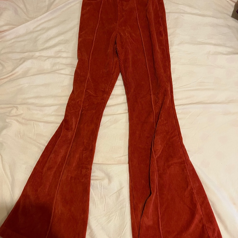 Flared Red Corduroy Pants
